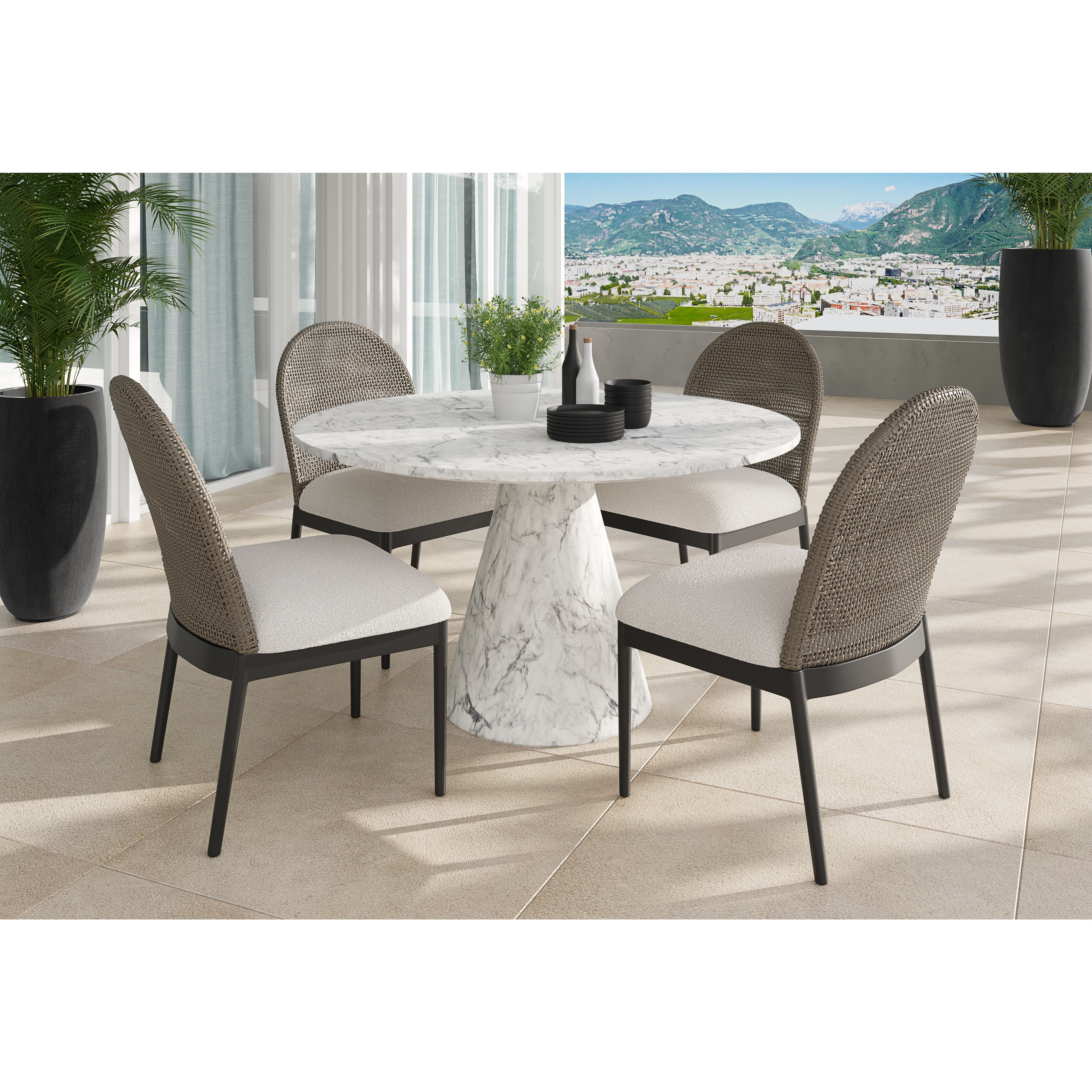 Calandri Black / Louis Cream Outdoor Dining Chair, Set Of 2